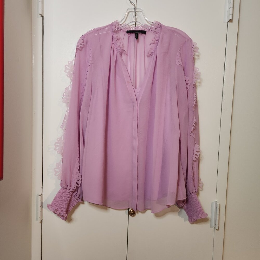 Lavender Lace Trim Blouse